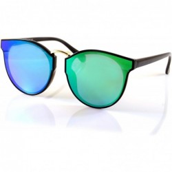 Wayfarer Horn Rimmed Gradient Mirror Lens Cat-Eye Round Couple Sunglasses A197 - Black/ Green Rv - C118EL3W6HM $24.56
