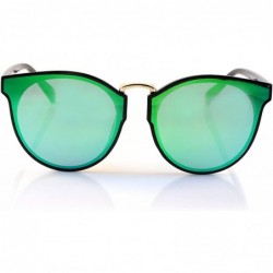 Wayfarer Horn Rimmed Gradient Mirror Lens Cat-Eye Round Couple Sunglasses A197 - Black/ Green Rv - C118EL3W6HM $9.57