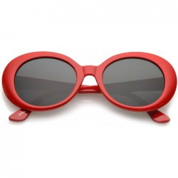 Oval BOLD Retro Oval MOD Thick Frame Clout Goggles Round Lens Sunglasses (Red - Smoke) - CD186K2X8M6 $17.54