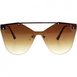 Rimless Womens Retro Futuristic Rimless Butterfly Shield Sunglasses - Gold Brown - CH18L3M06W7 $10.17