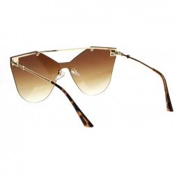 Rimless Womens Retro Futuristic Rimless Butterfly Shield Sunglasses - Gold Brown - CH18L3M06W7 $10.17