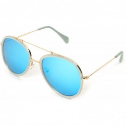 Oversized Classic Aviator Sunglasses Military Style Air Force Pilot Glasses Eyewear Metal Frame - Gold Blue 28627 - CU18CDA8L...