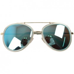 Oversized Classic Aviator Sunglasses Military Style Air Force Pilot Glasses Eyewear Metal Frame - Gold Blue 28627 - CU18CDA8L...