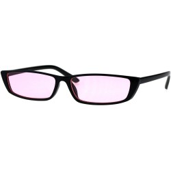 Rectangular Womens Trendy Skinny Sunglasses Wide Rectangular Frame UV 400 - Black (Pink) - C818GNC2K8A $20.19