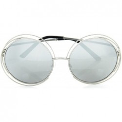 Oversized Women Glamour Large Round Sunglasses Multi Metal Wire Frame - Silver/Silver Mirror - CH12ODUGOOZ $17.51