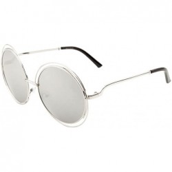 Oversized Women Glamour Large Round Sunglasses Multi Metal Wire Frame - Silver/Silver Mirror - CH12ODUGOOZ $9.94