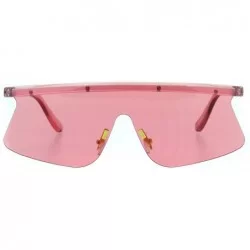 Shield 80s Cyber Punk Flat Top Shield Robotic Panel Sunglasses - Pink - CY18HR5WMNO $23.15