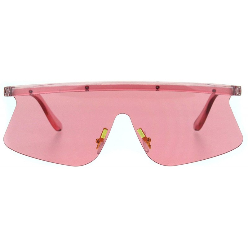 Shield 80s Cyber Punk Flat Top Shield Robotic Panel Sunglasses - Pink - CY18HR5WMNO $9.14