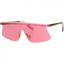 Shield 80s Cyber Punk Flat Top Shield Robotic Panel Sunglasses - Pink - CY18HR5WMNO $9.14