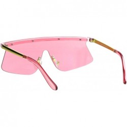 Shield 80s Cyber Punk Flat Top Shield Robotic Panel Sunglasses - Pink - CY18HR5WMNO $9.14