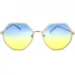 Rectangular Womens Squared Octagonal Gradient Lens Hippie Retro Sunglasses - Gold Blue Blue Yellow - CF18WROW8ZA $22.01