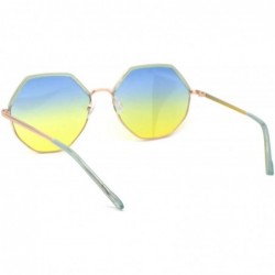 Rectangular Womens Squared Octagonal Gradient Lens Hippie Retro Sunglasses - Gold Blue Blue Yellow - CF18WROW8ZA $11.76