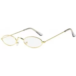 Sport Sunglasses For Man HD Casual Cool Metal Oval Glasses 2018 New Fashion - Gold Frames White Lens - CG18D6NS5L7 $13.18