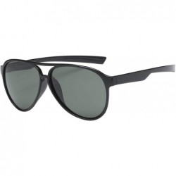Aviator Classic Unisex Polarized Ultra Lightweight Flexible Aviator Sunglasses (Gloss Black - Polarized Olive - 56) - CK188WE...