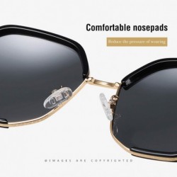 Oversized Oversized Polarized Sunglasses for Women UV Protection Metal Frame Retro Polygon Style 8067 - Black/Grey - CT197043...