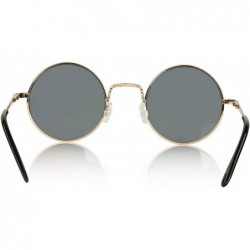 Round Retro Round Sunglasses Small Colored Lens Hippie John Lennon Glasses - Two Pack Rainbow- Silver Frame - CP19CUE0TWA $14.87