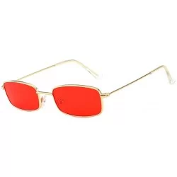 Square Women Small Rectangle Full Frame Jelly Sunglasses Integrated Candy Color Glasses - Red - C6196R6XTTD $17.65