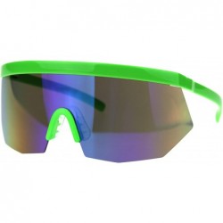 Oversized XL Oversize Half Rim Mask Reflective Color Lens Shield Sunglasses - Green Blue Mirror - CV18TRCRW4M $10.90