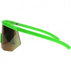 Oversized XL Oversize Half Rim Mask Reflective Color Lens Shield Sunglasses - Green Blue Mirror - CV18TRCRW4M $10.90