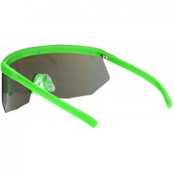 Oversized XL Oversize Half Rim Mask Reflective Color Lens Shield Sunglasses - Green Blue Mirror - CV18TRCRW4M $10.90