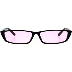 Rectangular Womens Trendy Skinny Sunglasses Wide Rectangular Frame UV 400 - Black (Pink) - C818GNC2K8A $8.24