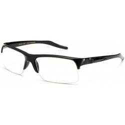 Square Newbee Fashion-"Slim Rivera" Half Frame Spring Temple Reading Glasses - Black - C9127DQ4A2D $18.53