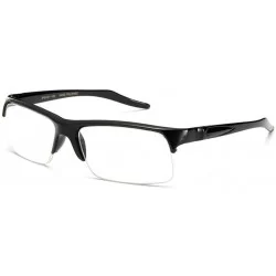 Square Newbee Fashion-"Slim Rivera" Half Frame Spring Temple Reading Glasses - Black - C9127DQ4A2D $18.29