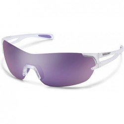 Rimless Airway Sunglasses - Crystal White Frame/Purple Mirror Polycarbonate Lens - CR12OCK6XXS $24.17