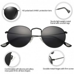 Round Classic Polarized Sunglasses for Women Men Small Round Metal Frame Mirrored Lens Sun Glasses - Black/Grey - CP18QDRW2YL...
