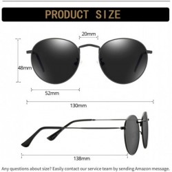 Round Classic Polarized Sunglasses for Women Men Small Round Metal Frame Mirrored Lens Sun Glasses - Black/Grey - CP18QDRW2YL...