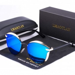 Cat Eye Polarized Luxury Fashion Cat Eye Sunscreen Retro Brand Designer UV Sunglasses - Blue - CF18WG2Z9DT $18.93