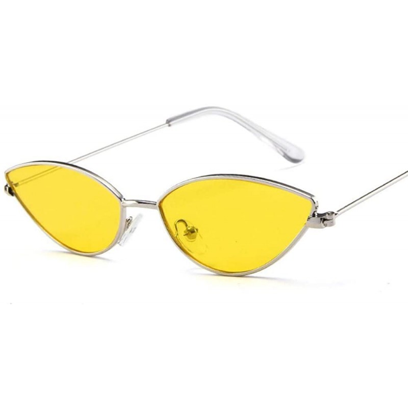 Aviator Cute Sexy Ladies Cat Eye Sunglasses Women Metal Frame 2019 Fashion Vintage Red - Yellow - C718YKTZAGT $11.20