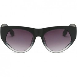 Oversized Women Fashion Retro Vintage Round Cat Eye Designer Sunglasses - Black - CK18I55RW8R $12.29