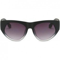 Oversized Women Fashion Retro Vintage Round Cat Eye Designer Sunglasses - Black - CK18I55RW8R $12.29