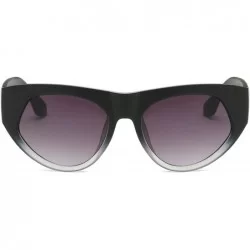 Oversized Women Fashion Retro Vintage Round Cat Eye Designer Sunglasses - Black - CK18I55RW8R $12.29