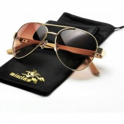 Goggle Fashion Lady Brand Designer Bamboo legs Metal Pilot Sunglasses Mens Goggle - Brown - CN18T2AIYIZ $23.47