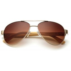 Goggle Fashion Lady Brand Designer Bamboo legs Metal Pilot Sunglasses Mens Goggle - Brown - CN18T2AIYIZ $9.26