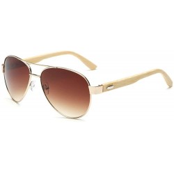 Goggle Fashion Lady Brand Designer Bamboo legs Metal Pilot Sunglasses Mens Goggle - Brown - CN18T2AIYIZ $9.26