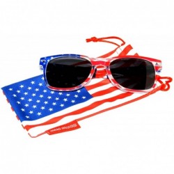 Rectangular Classic American Patriot Sunglasses USA American Flag Frame Smoke Lens - C217YTGEO6Y $12.12