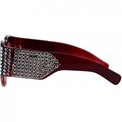 Oversized Bling Engraving Concave Foil Iced Thick Plastic Cat Eye Sunglasses - Burgundy Red - CR18G60G0X8 $9.76