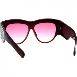 Oversized Bling Engraving Concave Foil Iced Thick Plastic Cat Eye Sunglasses - Burgundy Red - CR18G60G0X8 $9.76