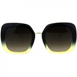 Rectangular Womens Crooked Bolt Arm Mod Thick Plastic Designer Fashion Sunglasses - Black Yellow Brown - C018HK39MYG $13.02