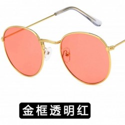 Round Women Small Luxury Mirror Round Retro Eye Sunglasses Metal Frame Tinted Color Lens Sun Glasses - 3 - CX198ZO39KG $33.28