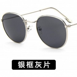 Round Women Small Luxury Mirror Round Retro Eye Sunglasses Metal Frame Tinted Color Lens Sun Glasses - 3 - CX198ZO39KG $33.28