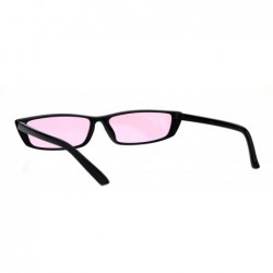 Rectangular Womens Trendy Skinny Sunglasses Wide Rectangular Frame UV 400 - Black (Pink) - C818GNC2K8A $8.24