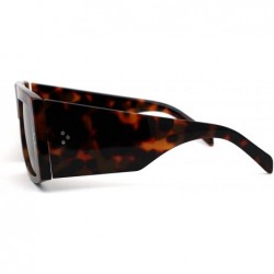 Square Thick Plastic Temple Flat Top Square Rectangular Mob Sunglasses - Tortoise Brown - C51962489RO $15.12