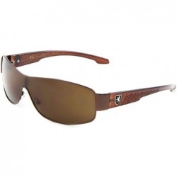 Shield Dotted Temple Pattern Curved Shield Lens Sunglasses - Brown Crystal - CN199GAOC8X $34.85