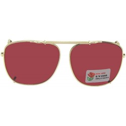 Square Square Non Polarized Rose Lens Clip on Sunglass - Gold Frame-rose Lenses - CU189KAX4AS $24.26