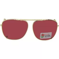 Square Square Non Polarized Rose Lens Clip on Sunglass - Gold Frame-rose Lenses - CU189KAX4AS $24.26