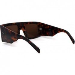 Square Thick Plastic Temple Flat Top Square Rectangular Mob Sunglasses - Tortoise Brown - C51962489RO $15.12
